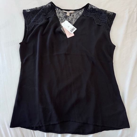 Banana Republic Tops - NWT Banana Republic Black Lace Cap Sleeve Blouse Petite